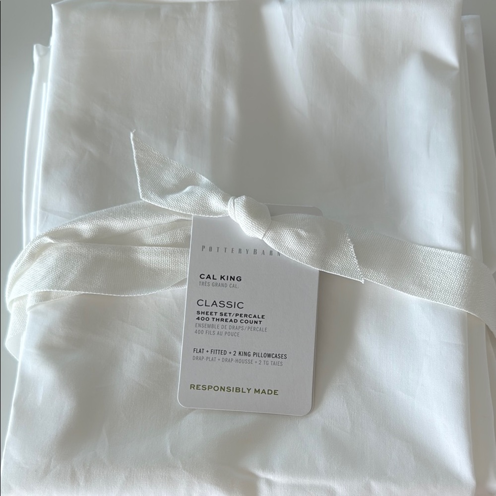 NWT Set of 2 Pottery Barn White Classic King Pillowcases